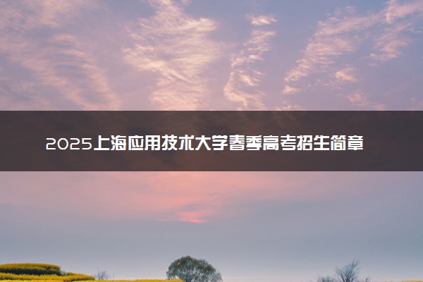 2025上海应用技术大学春季高考招生简章 招生专业及计划
