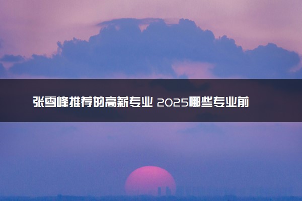 张雪峰推荐的高薪专业 2025哪些专业前景好