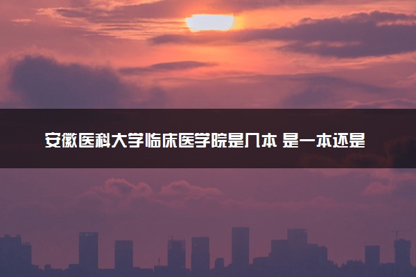 安徽医科大学临床医学院是几本 是一本还是二本大学