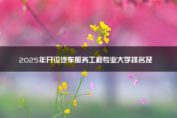 2025年开设汽车服务工程专业大学排名及评级 高校排行榜