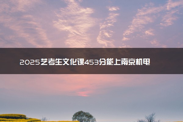2025艺考生文化课453分能上南京机电职业技术学院吗