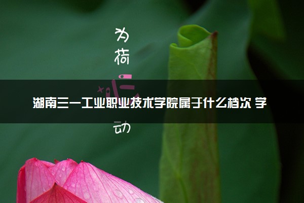 湖南三一工业职业技术学院属于什么档次 学校好不好