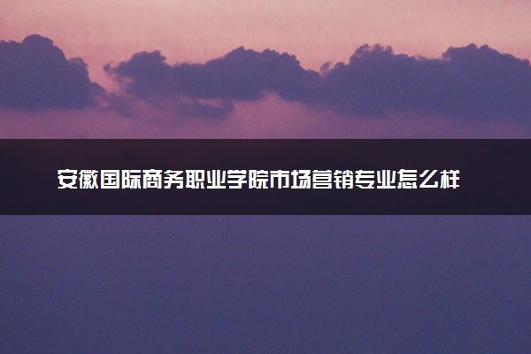 安徽国际商务职业学院市场营销专业怎么样 录取分数线多少
