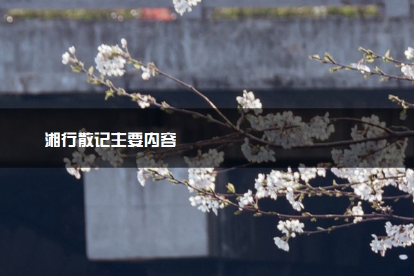 湘行散记主要内容