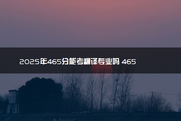 2025年465分能考翻译专业吗 465分翻译专业大学推荐