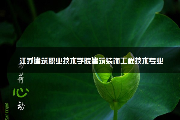 江苏建筑职业技术学院建筑装饰工程技术专业怎么样 录取分数线多少