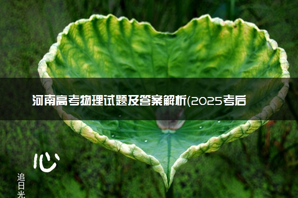 河南高考物理试题及答案解析（2025考后更新）