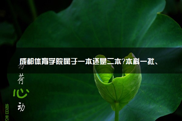 成都体育学院属于一本还是二本？本科一批、二批的区别及报考建议