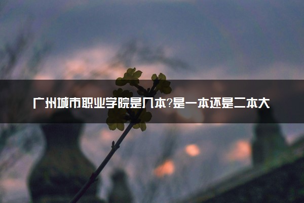 广州城市职业学院是几本？是一本还是二本大学