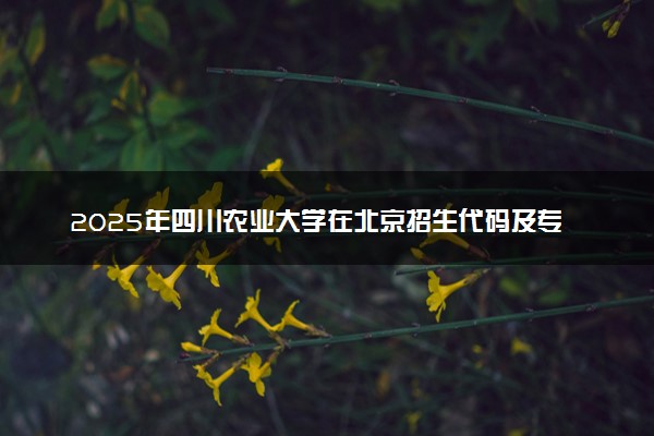 2025年四川农业大学在北京招生代码及专业代码 四川农业大学北京代码是多少？怎么查询？