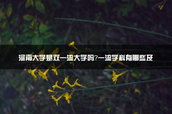 河南大学是双一流大学吗？一流学科有哪些及历年分数线位次