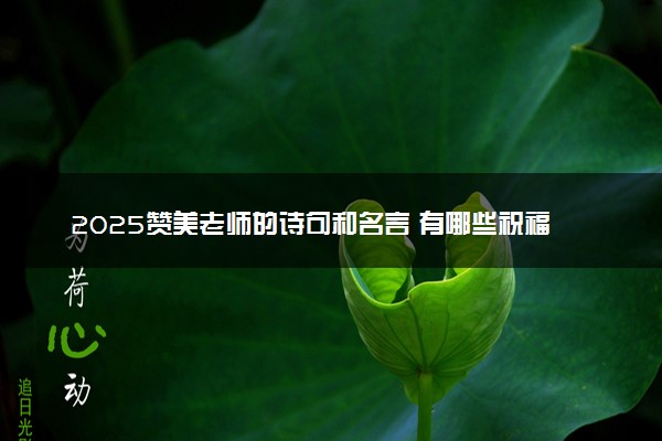 2025赞美老师的诗句和名言 有哪些祝福语